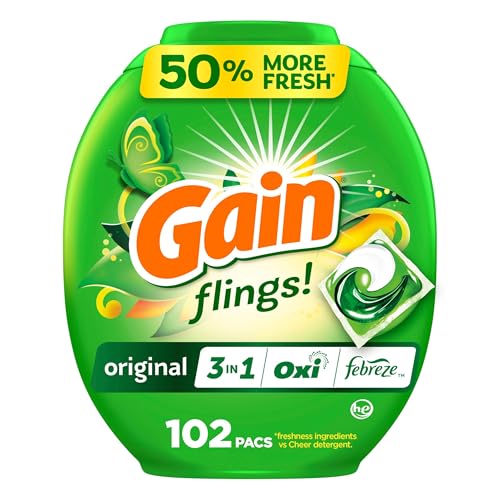 408 Count Gain Flings Original Scent Laundry Detergent Pacs