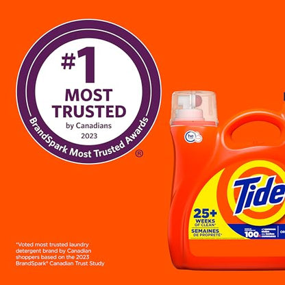 Tide Laundry Detergent Liquid, Original Scent, HE Compatible, 100 Loads, 132 fl oz Laundry Soap (Packaging May Vary)