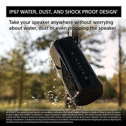 Sony SRS-XE200 X-Series Wireless Ultra Portable-Bluetooth-Speaker, IP67 Waterproof, Dustproof and Shockproof with 16 Hour Battery and Easy to Carry Strap, Light Gray