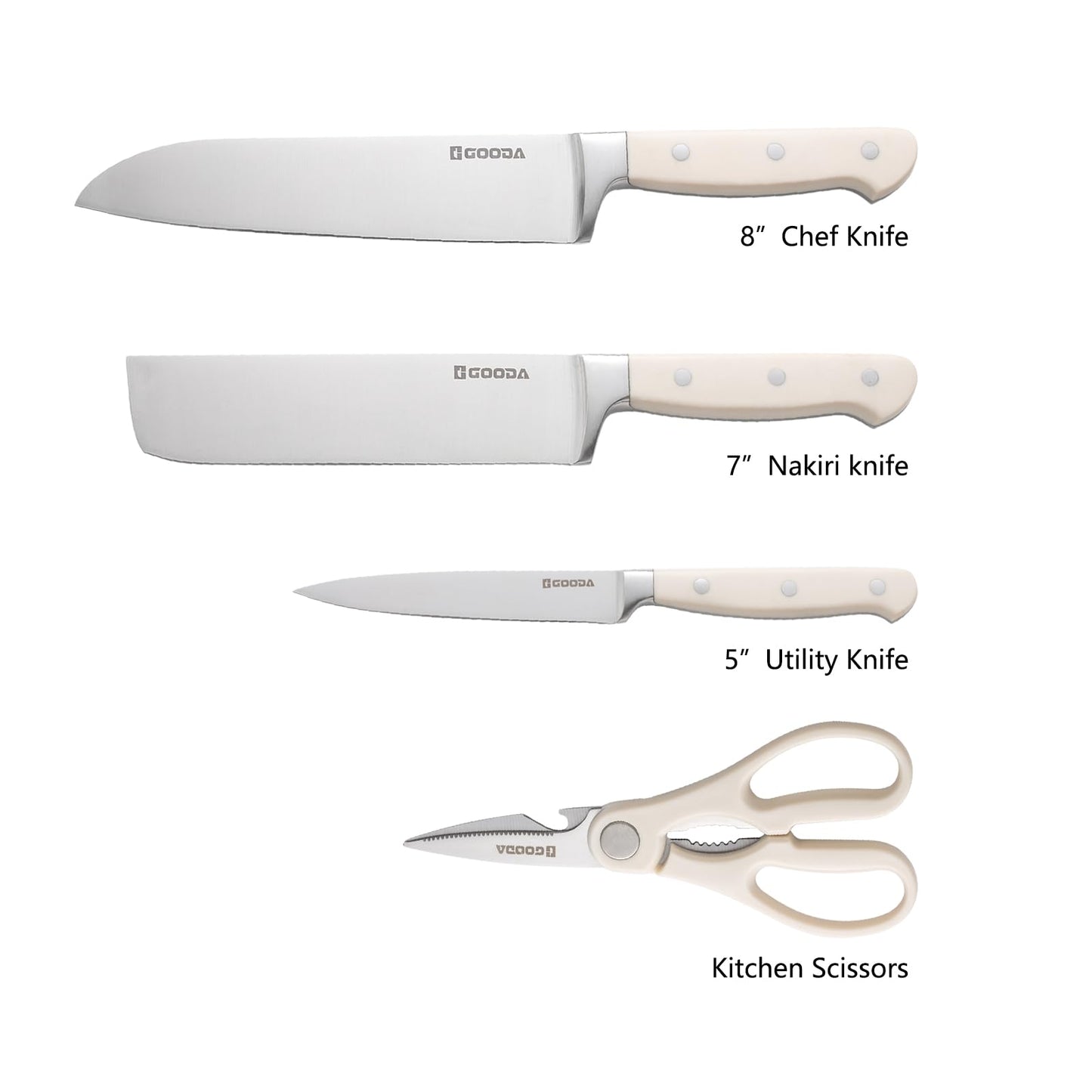 4-Piece GOODA High Carbon Knife Set