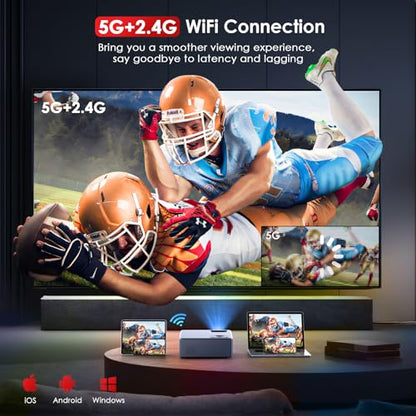 [Electric Focus] 4K Projector with 5G WiFi and Bluetooth, 15000L JOWLURK Mini Portable Projector, Outdoor Movie Projector, Home Theater Projector for iPhone/Android/TV Stick/HDMI/USB/Laptop/DVD/PS5