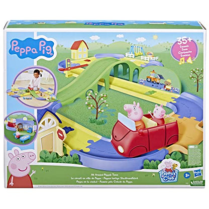 Peppa Pig All Around Peppa’s Town Playset with Car Track, Preschool Toys, Toys for 3 Year Old Girls and Boys and Up