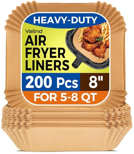 200 Pack Air Fryer Paper Liners, 8 Inch Square