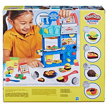 Play-Doh Kitchen Creations Busy Chef's Restaurant Playset, 2-Sided Play Kitchen Set, Preschool Cooking Toys, Kids Arts & Crafts, Ages 3+