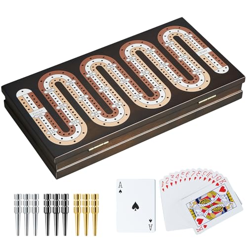 Cribbage Board Game Set with Cards and Pegs