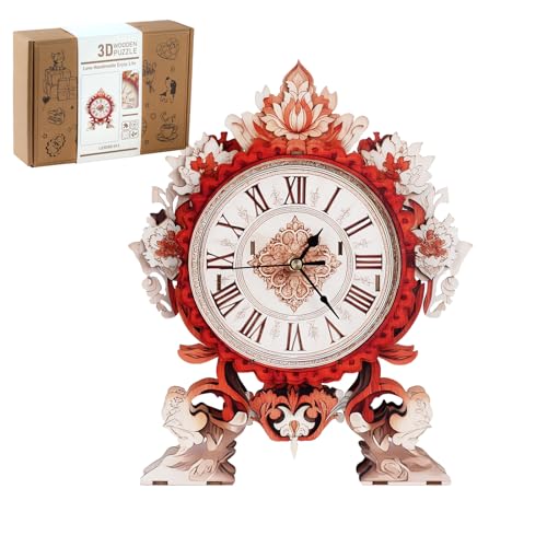 Wooden Flame Flower 3D Clock Puzzle Kit