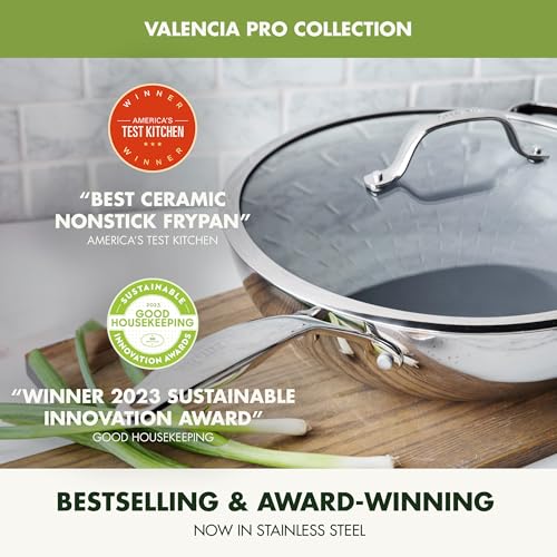 GreenPan 12" Tri-Ply Stainless Steel Wok with Lid