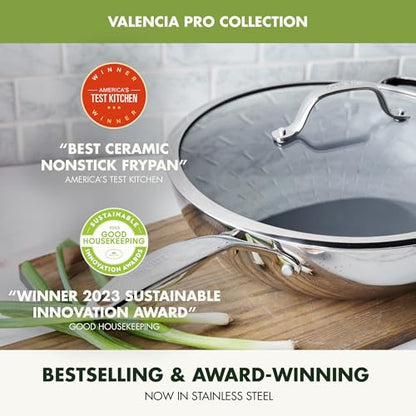 GreenPan 12" Tri-Ply Stainless Steel Wok with Lid