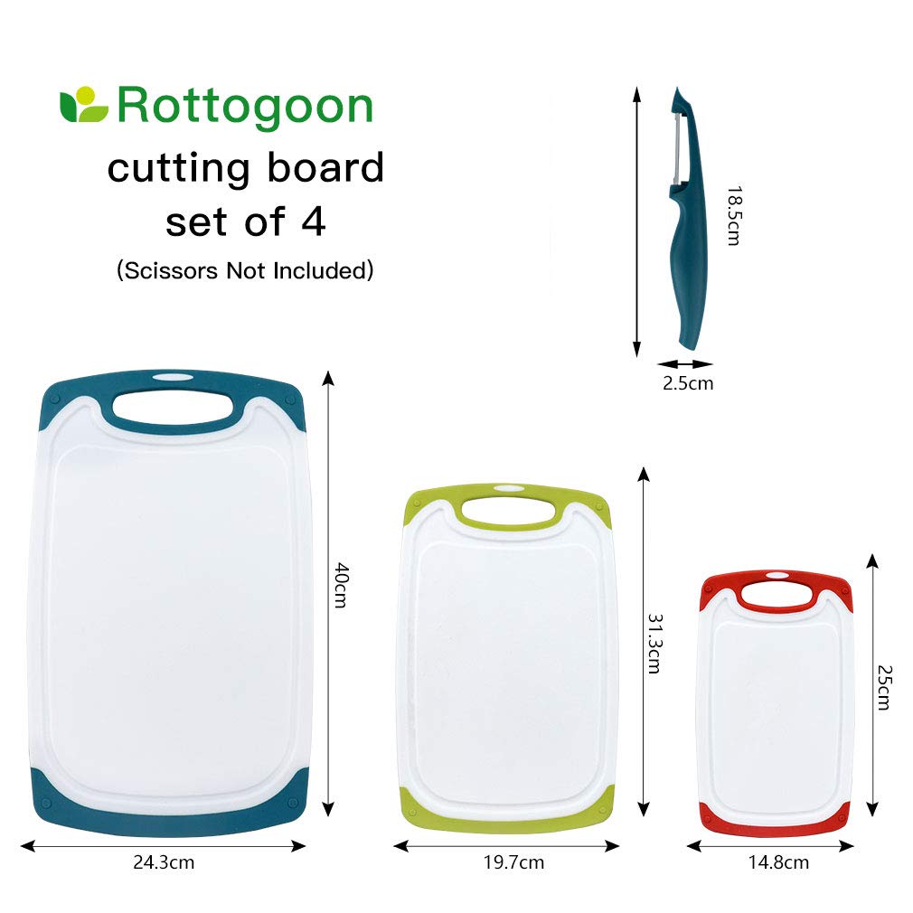 4-Pack Cutting Boards with Non-Slip Feet