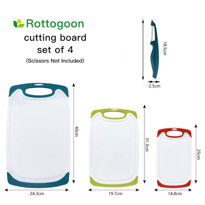 4-Pack Cutting Boards with Non-Slip Feet