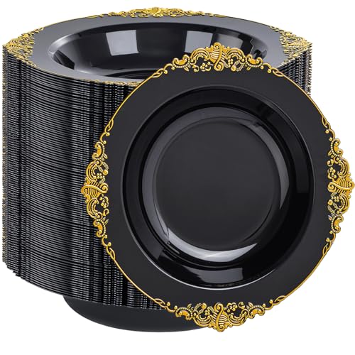 100 Pack Disposable Plastic Salad Bowls 12 oz