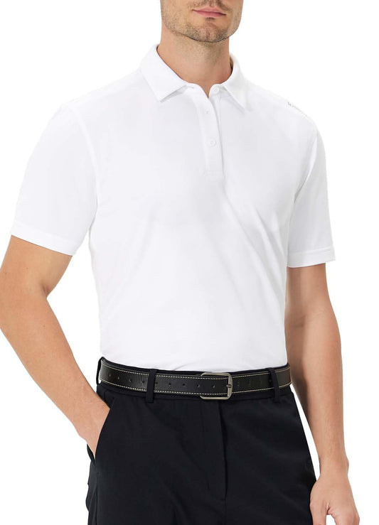 BALEAF Men‘s Polo Shirts Quick Dry Athletic Sport Work Shirts UPF 50+ White Large