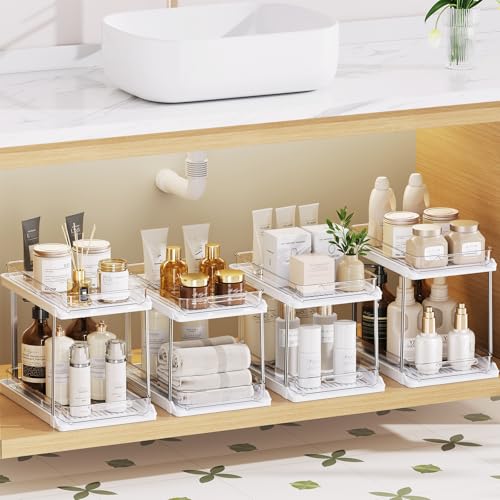 4 Pack Under Sink 2-Tier Pull Out Organizers