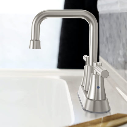 ARRISEA Brushed Nickel Bathroom Faucet 3 Hole 4 Inch Centerset Bathroom Sink Faucet with Pop-up Drain, 2 Handle Centerset Faucet for Bathroom Sink, BF068-1-BN