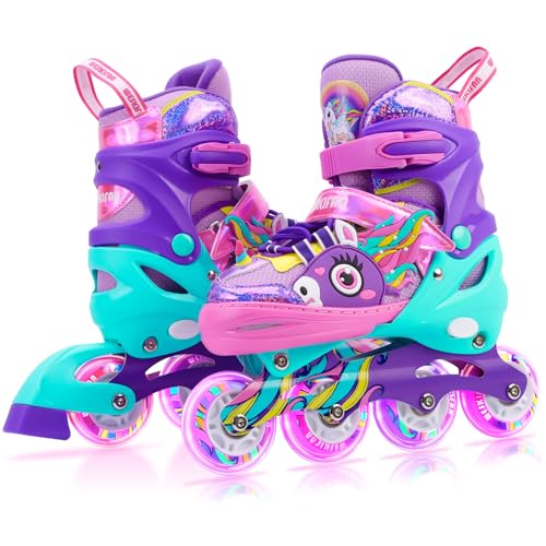 Unicorn Kids Adjustable Inline Skates with Light Up Wheels