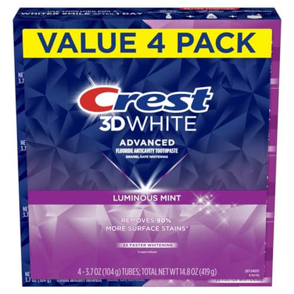 Crest 3D White Mint Whitening Toothpaste 4-Pack