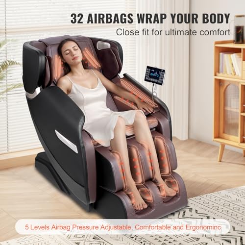 VEVOR Zero Gravity Massage Chair, Full Body Massage Chair, 4D Shiatsu Massage Recliner Chair with Body Scan, Heating, Bluetooth Speaker, Airbags for Living Room, Home