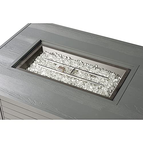 Oakland Living Rectangular 48 in. x 36 in. Aluminum Propane Fire Pit Table, Glass Beads, Two Covers, Lid, 57,000 BTUs in Grey Finish