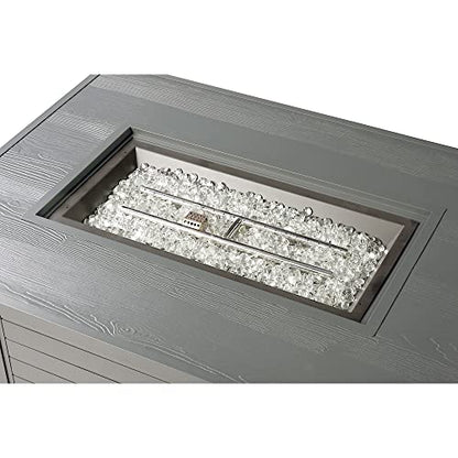 Oakland Living Rectangular 48 in. x 36 in. Aluminum Propane Fire Pit Table, Glass Beads, Two Covers, Lid, 57,000 BTUs in Grey Finish