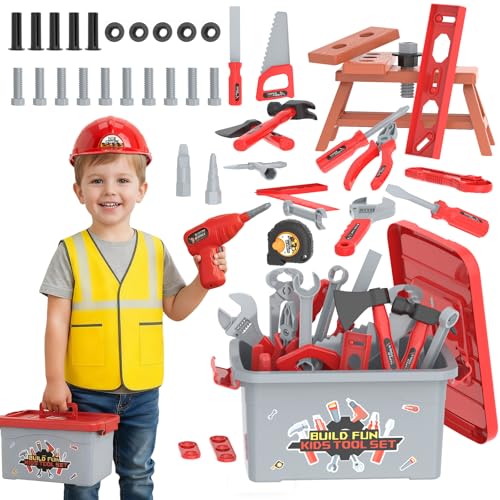 58-Piece Kids Tool Set with Toy Power Drill