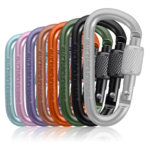 8 Pack Aluminum D-Ring Carabiner Keychain Clips