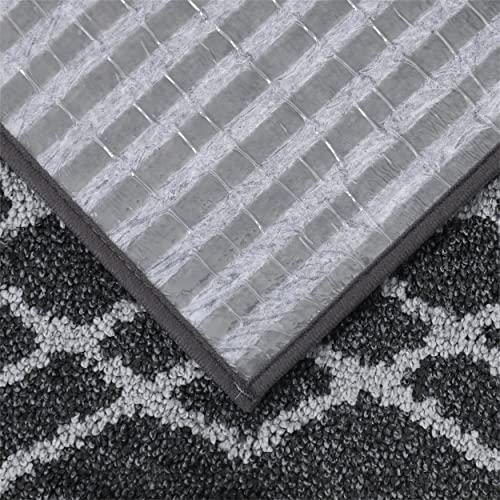 COSY HOMEER Soft Stair Treads Non-Slip Carpet Mat 28inX9in Indoor Stair Runners for Wooden Steps,Stair Rugs for Kids and Dogs, 100% Polyester TPE Backing 10pcs,Black,Rhombus