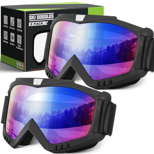 2 Pack UV Protection Anti-Fog OTG Ski Goggles
