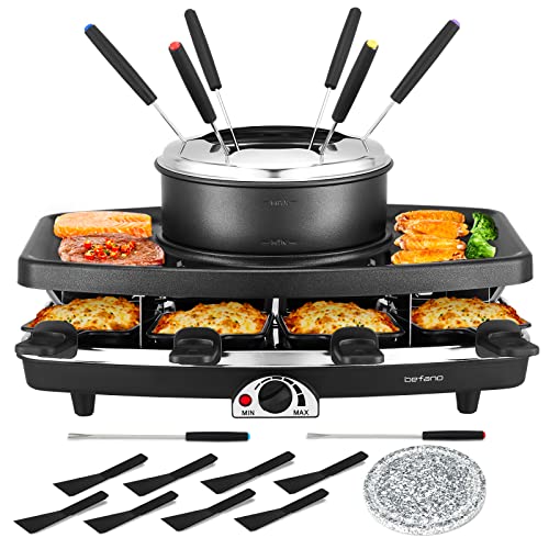 1100W Electric Raclette Grill with Fondue Pot