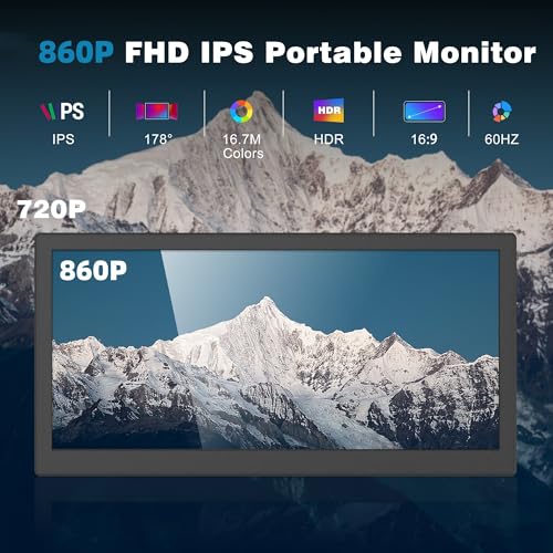 Portable Monitor, 12.1 Inch 1080P FHD Portable Monitor for Laptop USB C HDMI, Plug-Play Laptop Screen Extender with Adjustable Foldable Stand for Laptop,PC,Mac,PS4,Xbox,Swich
