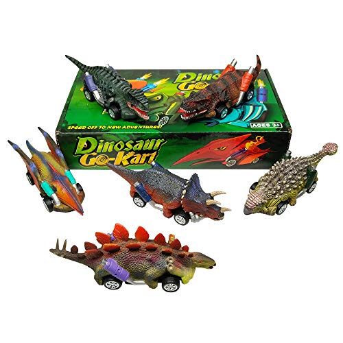 DINOBROS 6-Pack Dinosaur Pull Back Toy Cars