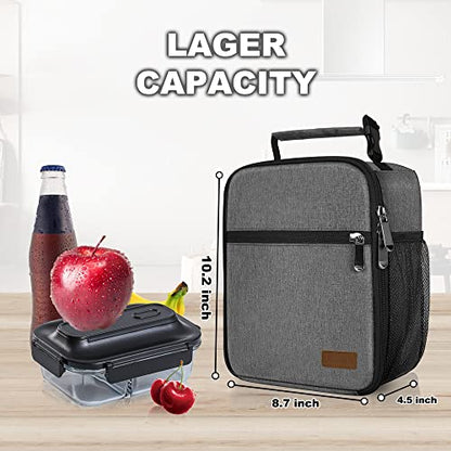 Deosk Lunch Bag Reusable Small Lunch Box for Men Insulated Portable Lunchbox for adults Suitable for School Work Picnic (Gray)