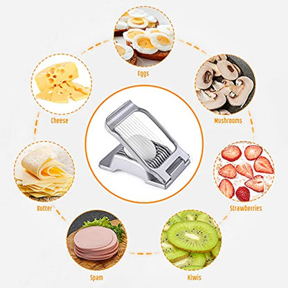 Yuzxaun Egg Slicer for Hard Boiled Eggs, Stainless Steel Wire, Heavy Duty Aluminium Egg Cutter Dishwasher Safe for Egg Strawberry Soft Fruit