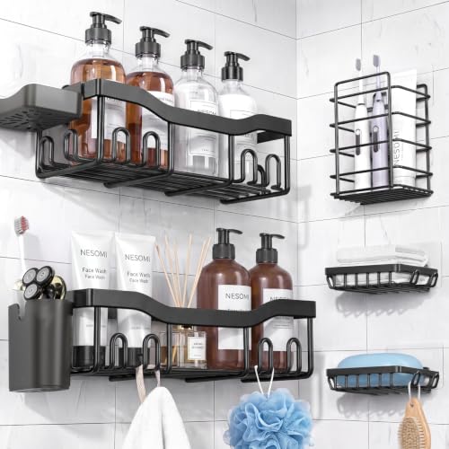 7 Pack Stainless Steel Adhesive Shower Caddy Set