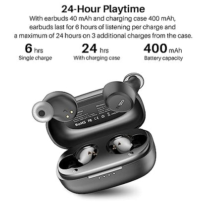 TOZO A1 Mini Wireless Earbuds Bluetooth 5.3 in Ear Light-Weight Headphones Built-in Mic Calls, IPX5 Waterproof, Immersive Premium Sound Connection Headset with Charging Case, 32 Preset EQs via APP