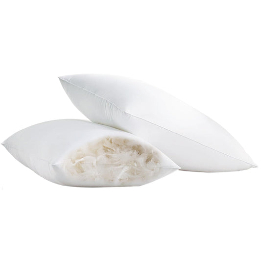 Goose Down Feather Pillows Standard Size Set of 2 Pack (20x26in) White Breathable Fluffy Hotel Collection Bed Pillows for Sleeping Medium Firm Support for Back Stomach or Side Sleepers