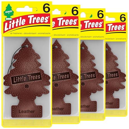 24 Pack LITTLE TREES Car Air Freshener Leather