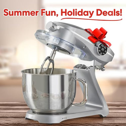 Instant Pot Stand Mixer Pro,600W 10-Speed Electric Mixer with Digital Interface,7.4-Qt Stainless Steel Bowl,From the Makers of Instant Pot,Dishwasher Safe Whisk,Dough Hook and Mixing Paddle,Silver