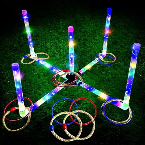 LED Outdoor Ring Toss Game, 15-Inch Lawn Set