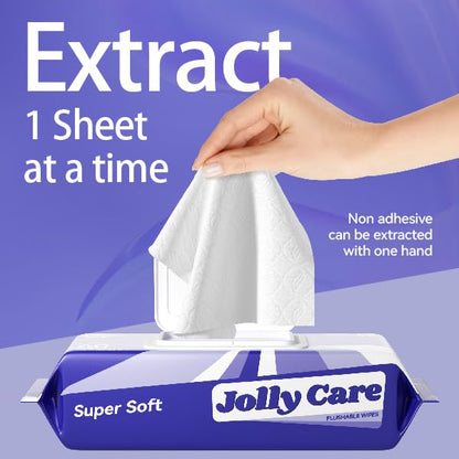 Jolly Care Flushable Wipes with Aloe Vera