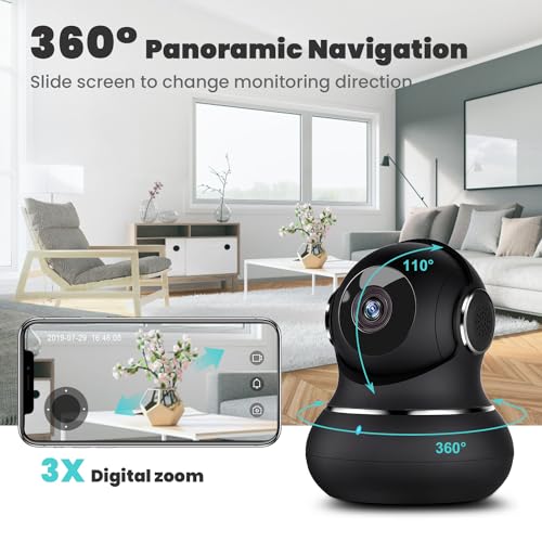 litokam 2K Indoor Security Camera, 360° Cameras for Home Security Indoor with Motion Detection, Pet Camera with Phone App, Baby Monitor-Night Vision