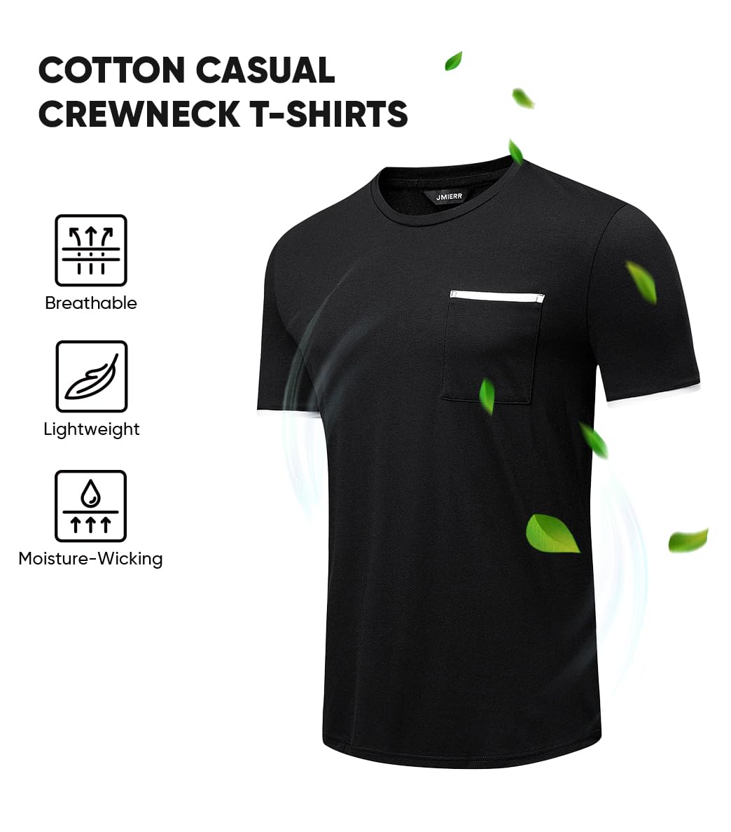 3 Pack Cotton Crewneck Men's Moisture Wicking Tees
