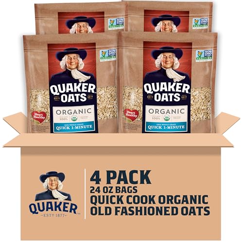 4 Pack Quaker Organic Quick Cook Oatmeal 24oz