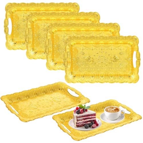 6 Pack Vintage Embossed Decorative Serving Trays Set