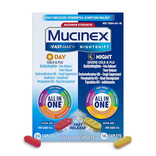 40 Caplets Mucinex Day & Night Cold and Flu