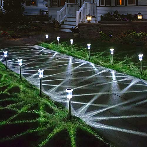 LIANGLOME Solar Lights Outdoor - IP65 Waterproof Solar Pathway Lights Stainless Steel Outdoor Solar Lights for Yard Patio Lawn Walkway and Landscape Cool White (6 Pack)