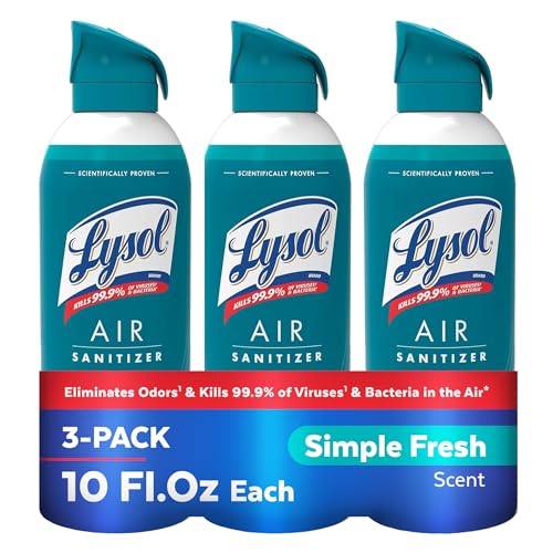 3 Pack Lysol Air Sanitizer Spray Odor Eliminator 10oz
