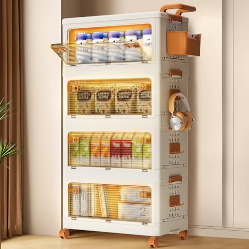 4 Pack Stackable Plastic Storage Bins with Wheels