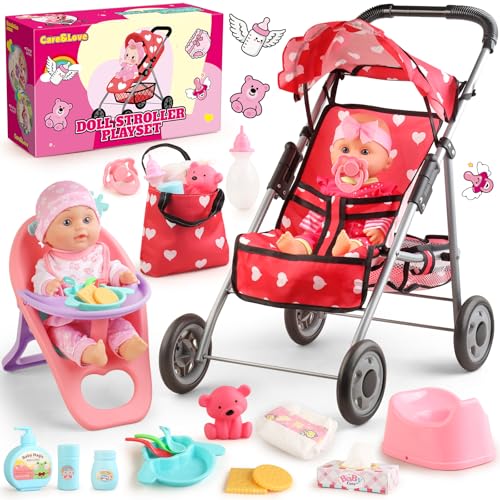 12.5" Baby Doll Stroller Set with Accessories
