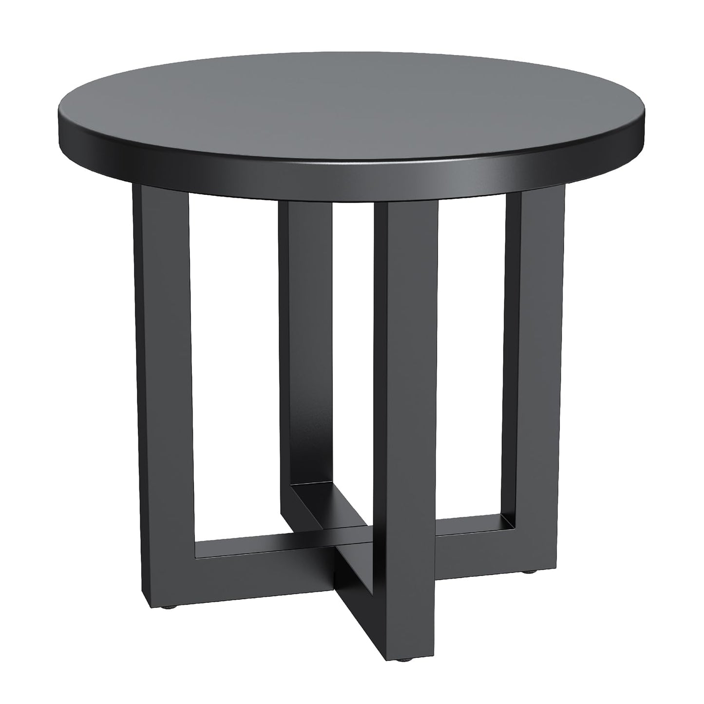 Round Metal Patio End Table, 2-Tier Design