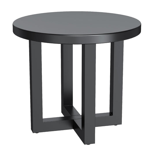 Round Metal Patio End Table, 2-Tier Design